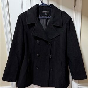 Dark Blue Women's Double-Breasted Pea Coat